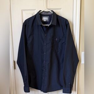 Craft Men's Dark Navy Long-Sleeve Button Dress Shirt